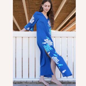 NEW! DEBBIE KATZ Blue Agua Embroidered Tunic Cover-up 253 3T7